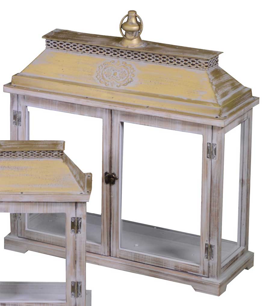 LANTERNA IN LEGNO NATURALE  52X20X56CM