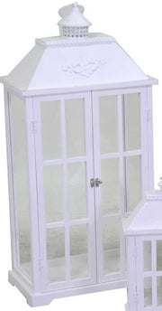 LANTERNA RETTANGOLARE IN LEGNO BIANCO 40X24X85CM