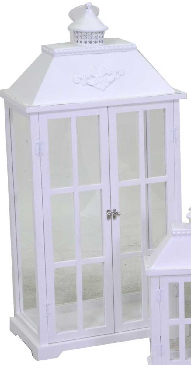 LANTERNA RETTANGOLARE IN LEGNO BIANCO 40X24X85CM