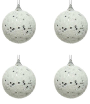 OFFERTA 4 PALLINE CON GLITTER E STELLINE 8CM BIANCO