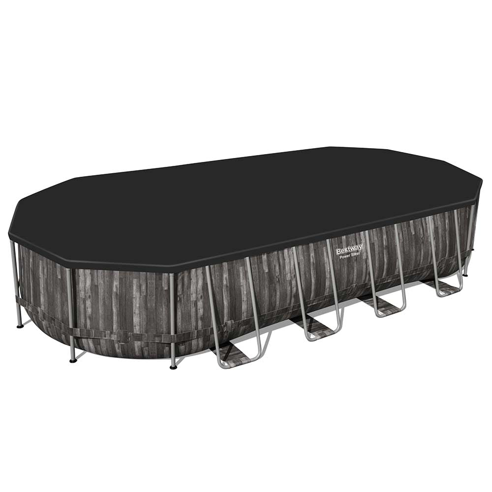 PISCINA RETTANGOLARE POWER STEEL 732X366X122 CON POMPA FILTRO SCALETTA E TELO COPERTURA