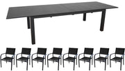 OFFERTA TAVOLO ALLUNGABILE 220/270/320X110CM GRAFITE GENES + 8 POLTRONE DUCA