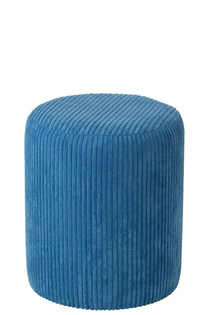 Pouf sgabello imbottito in velluto a coste 39x39x44 cm Blu Cobalto - immagine 1