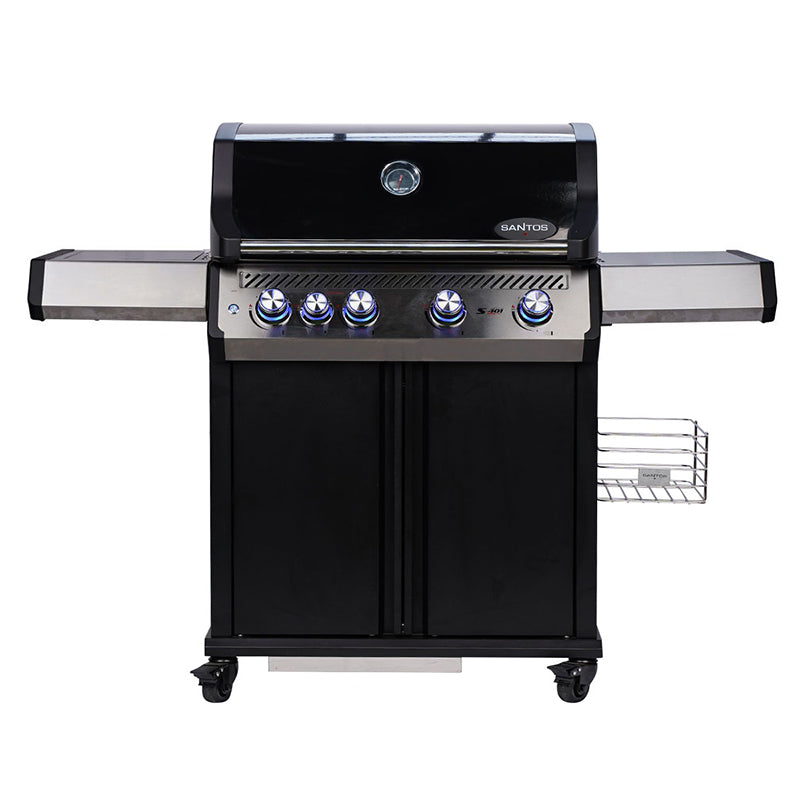 Barbecue a Gas S-401 Pro 4 Bruciatori Fornello Laterale 42.5x75.5cm Nero Santos