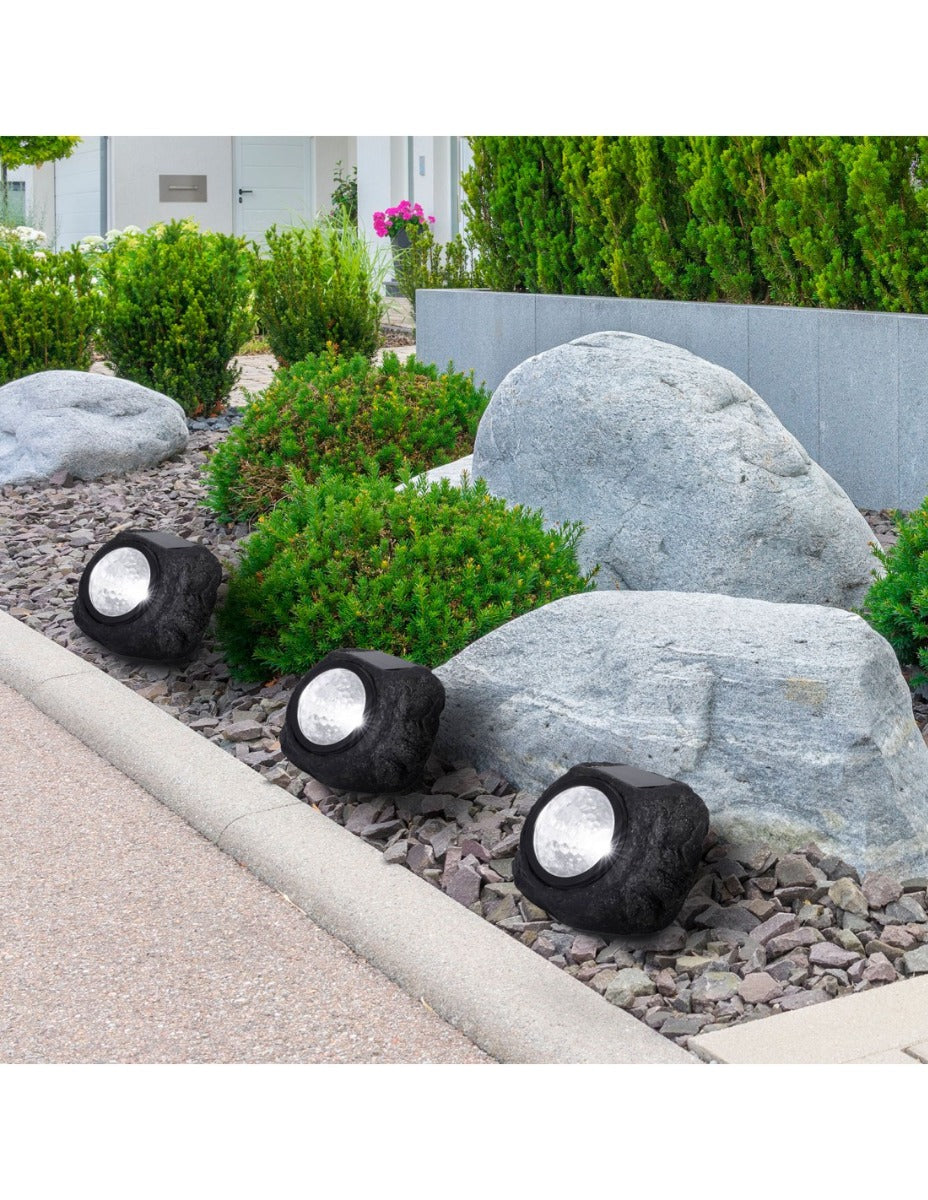 SASSO SOLARE 3 LED DA GIARDINO