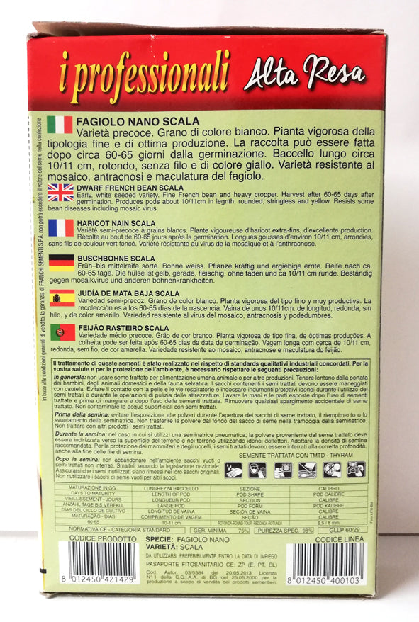 SCATOLA SEMI DI FAGIOLO NANO SCALA
