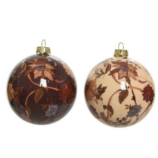 PALLINA DI NATALE CON DECORAZIONE FLOREALE MODELLO ASSORTITO