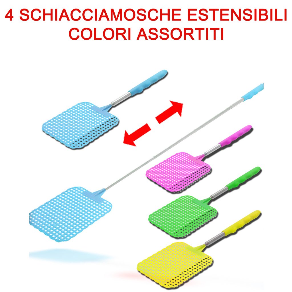 4 SCACCIAMOSCHE ESTENSIBILI COLORI ASSORTITI
