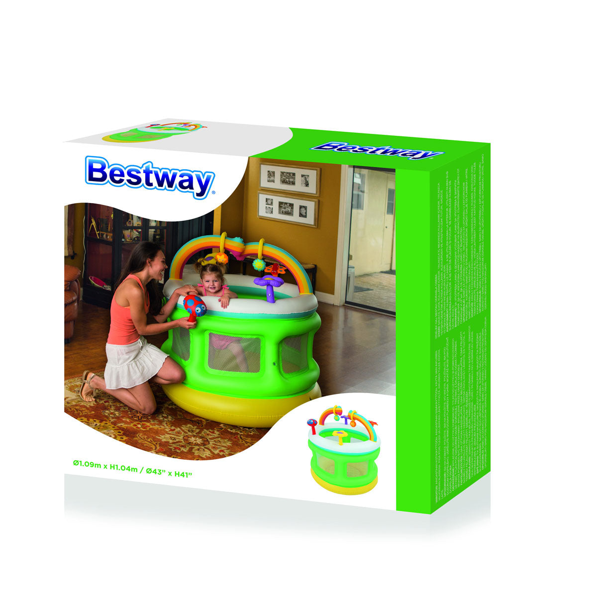 BOX GIOCO GONFIABILE PER BAMBINI ARCOBALENO 109X104CM