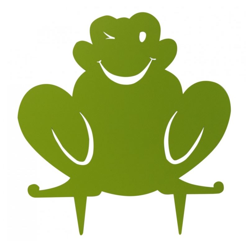 PICCHETTO DECORATIVO A FORMA DI RANA VERDE METALLO 40X42 CM
