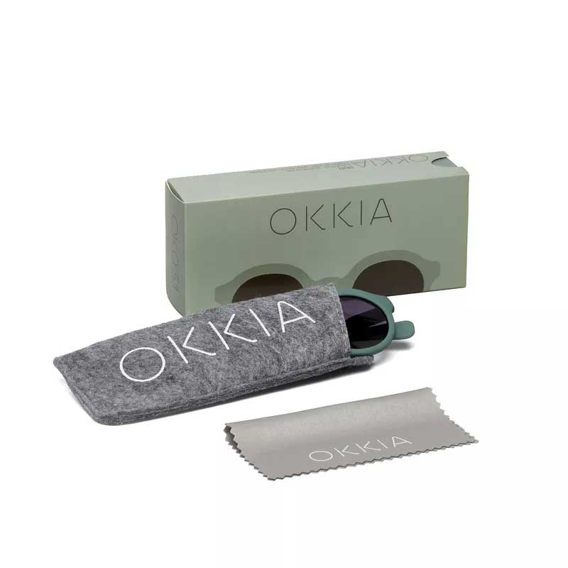 OCCHIALE DA SOLE MODELLO LAURO ROUND COLORE GREEN SAGE LENTI NERO GRADIENTE OKKIA