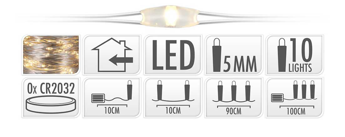 OFFERTA 3 CONFEZIONI DA 10 MICROLED LINEARI LUCI BIANCO CALDO A BATTERIA