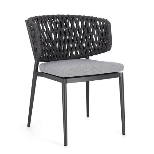 Sedia con cuscino Noelia 60x64x80cm Antracite Bizzotto