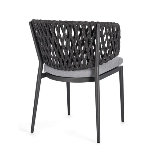 Sedia con cuscino Noelia 60x64x80cm Antracite Bizzotto