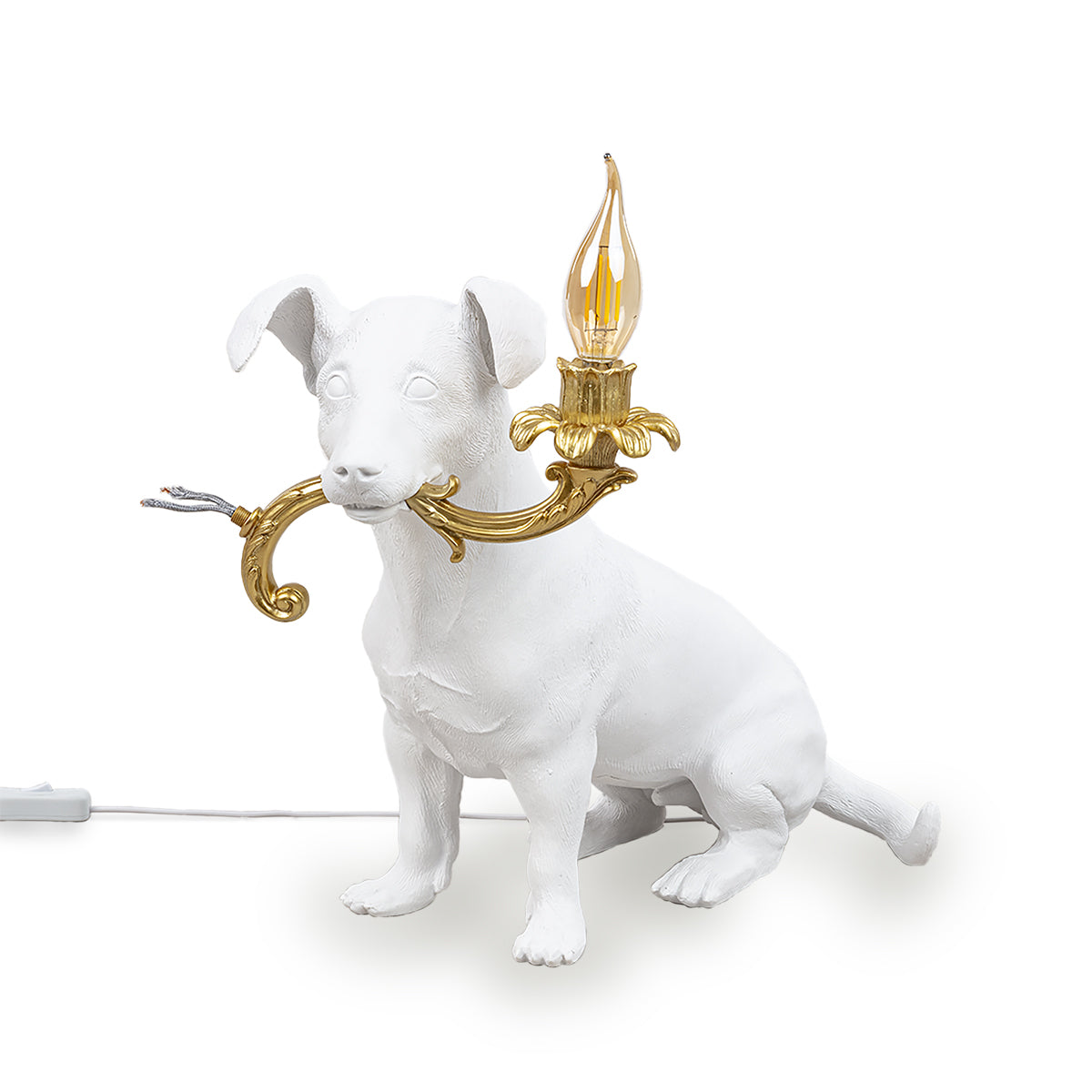 Lampada da Tavolo Rio Cane Bianco Oro 42x25x34cm SELETTI