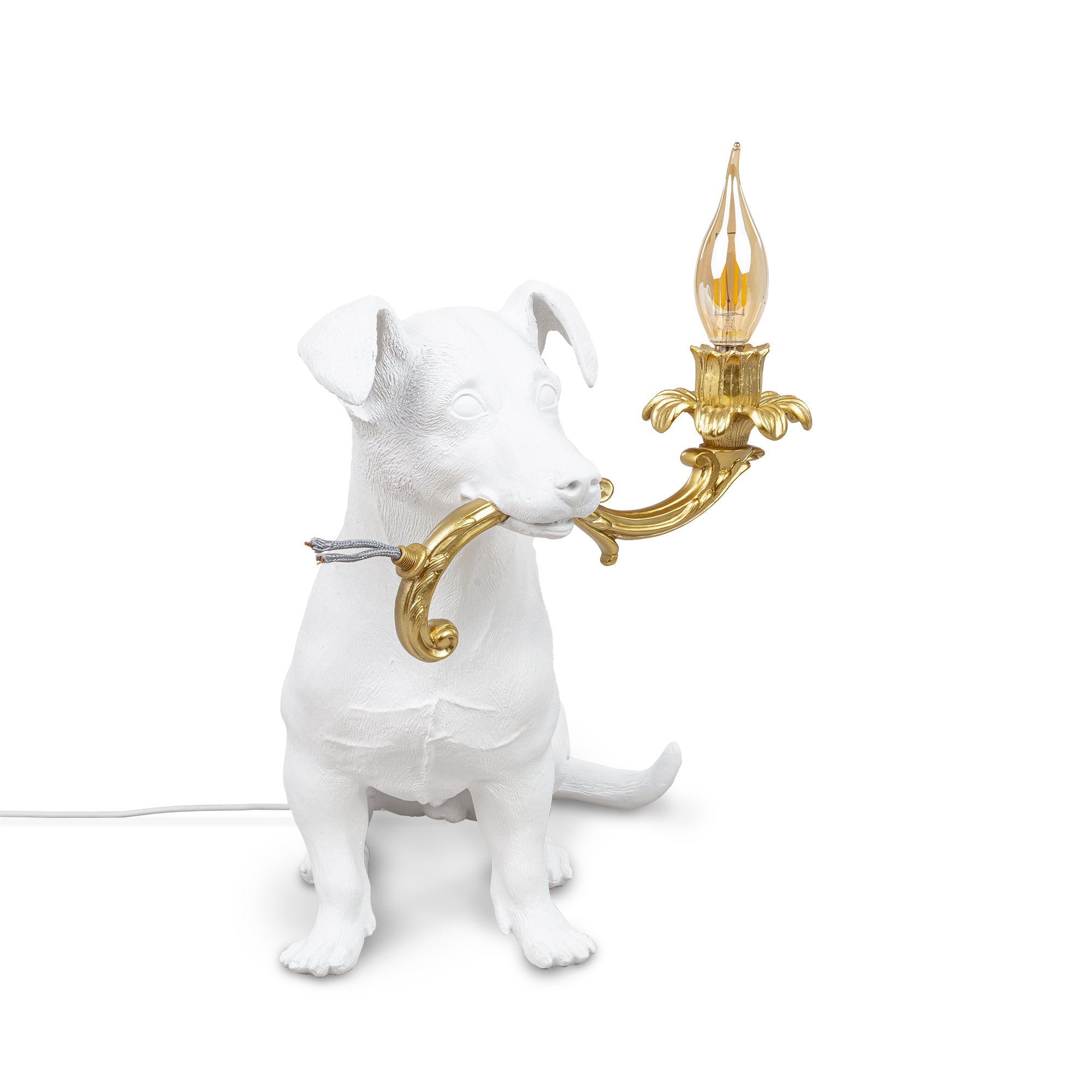 Lampada da Tavolo Rio Cane Bianco Oro 42x25x34cm SELETTI