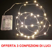 OFFERTA 3 CONFEZIONI DA 40 MICROLED LINEARI LUCI BIANCO CALDO A BATTERIA