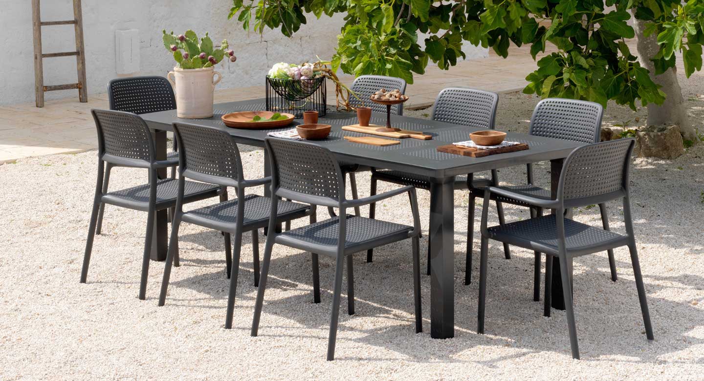 OFFERTA TAVOLO LEVANTE ALLUNGABILE 160/220CM +6 POLTRONE BORA COLORE A SCELTA