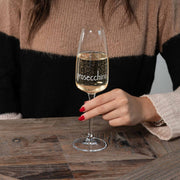 Set 2 calici flute Prosecco 29cl 25,2x7cm decoro bianco SIMPLE DAY