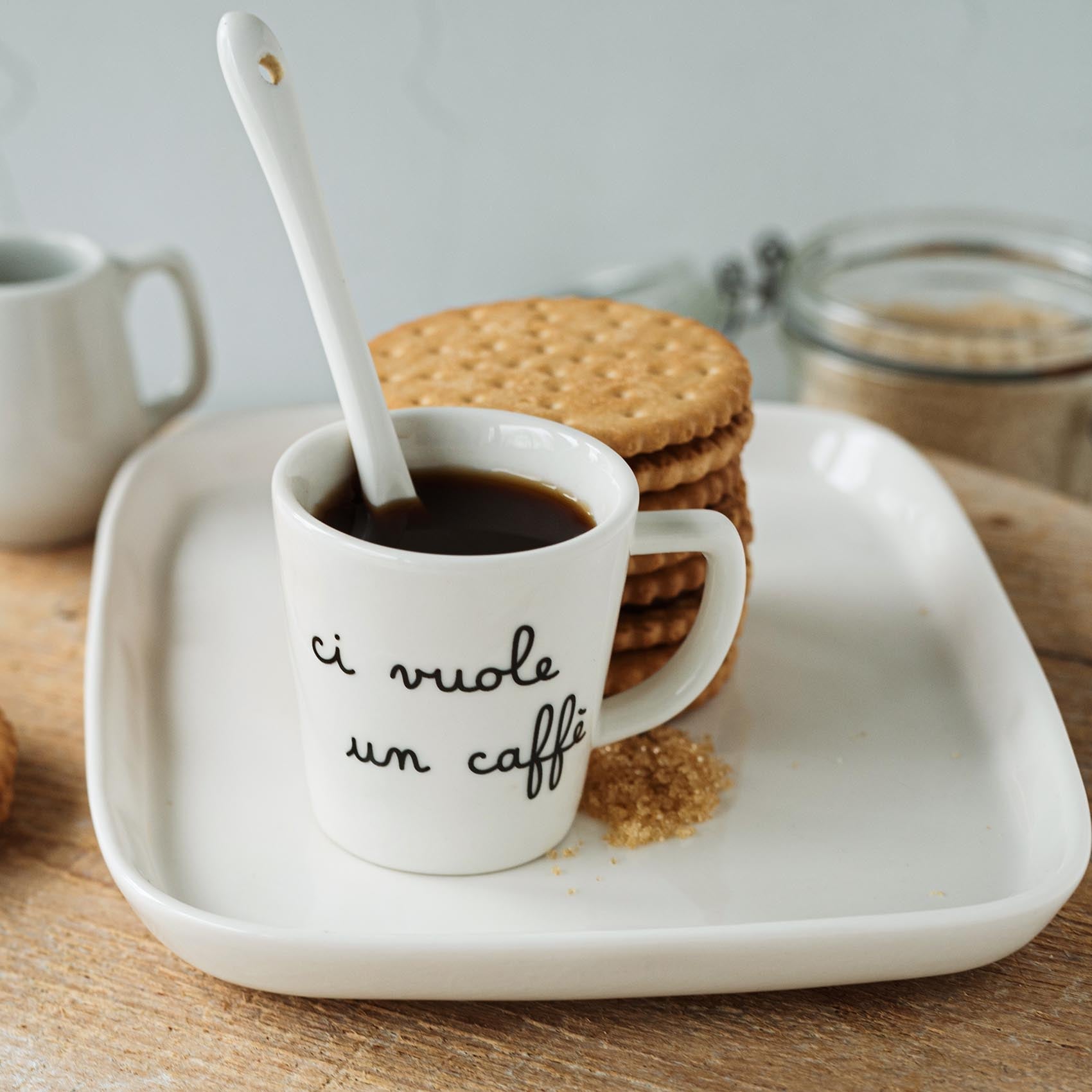 Set 2 Tazzine Espresso Ci Vuole un Caffè D 5.5 H 6 cm 100ml SIMPLE DAY