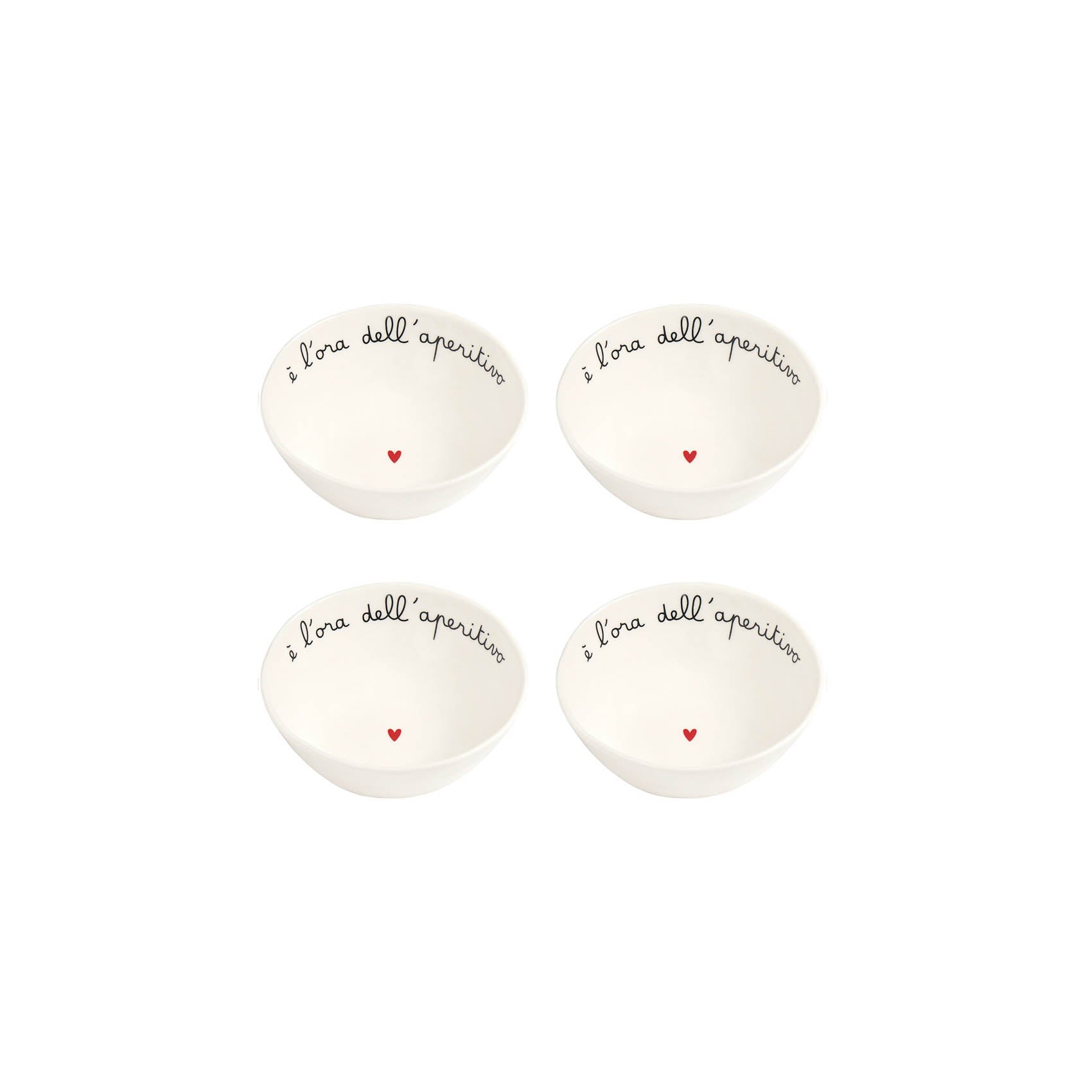 Set 4 coppette "È l'Ora dell'Aperitivo" 10.5x4cm