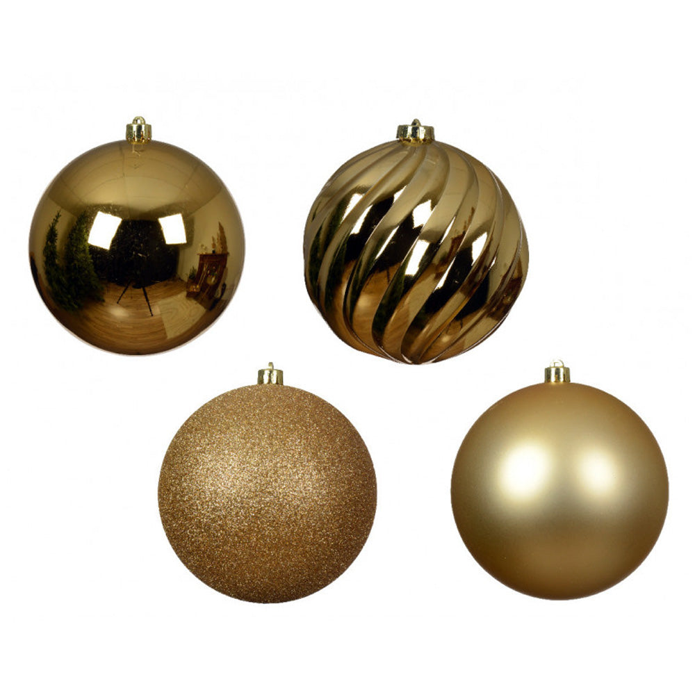 SET 4 PALLINE NATALIZIE INFRANGIBILI Ø14 CM ORO