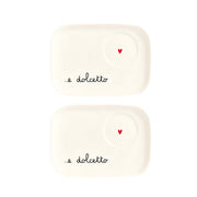 Set 2 Piattini Tazze Espresso '...e dolcetto' 14.2x10.2cm Bianco Simple Day