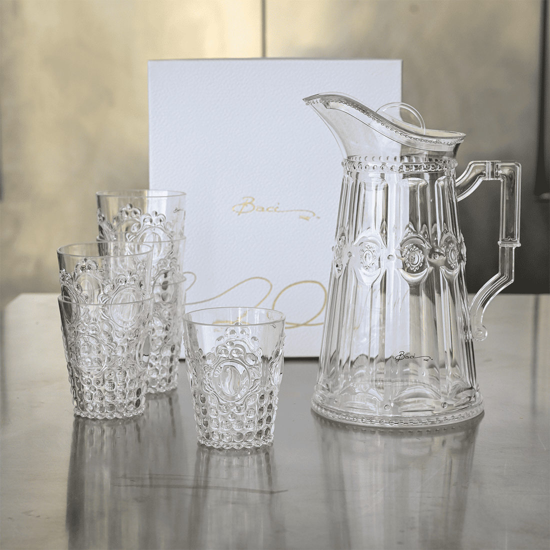 SET 6 BICCHIERI ACQUA + BROCCA 2 LITRI - BAROQUE & ROCK ANNIVERSARY