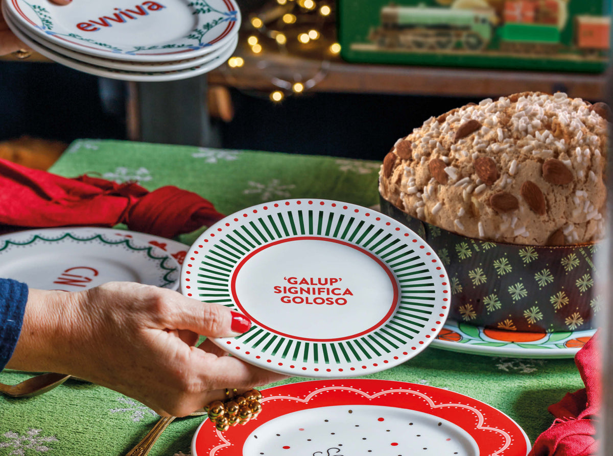 Panettone Classico Gran Galup Scatola di Latta Verde con Piattino Porcellana 750g Galup