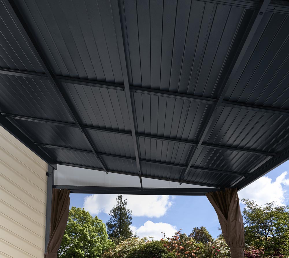 PERGOLA ADDOSSATA 3X4,8 ANTRACITE PORTLAND CON ZANZARIERE