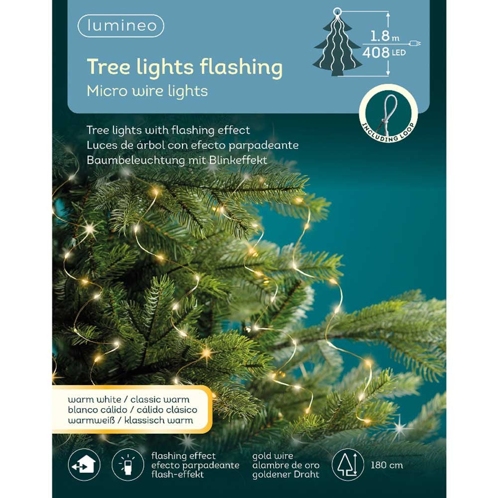408 MICROLED BIANCO CALDO FLASH 180CM PER ALBERO DI NATALE