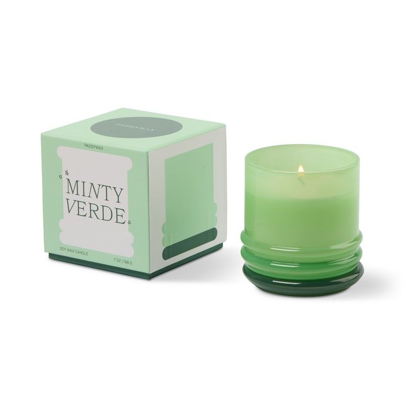 Candela in Vetro Stacked 198g Verde Menta e Verde Scuro Paddywax