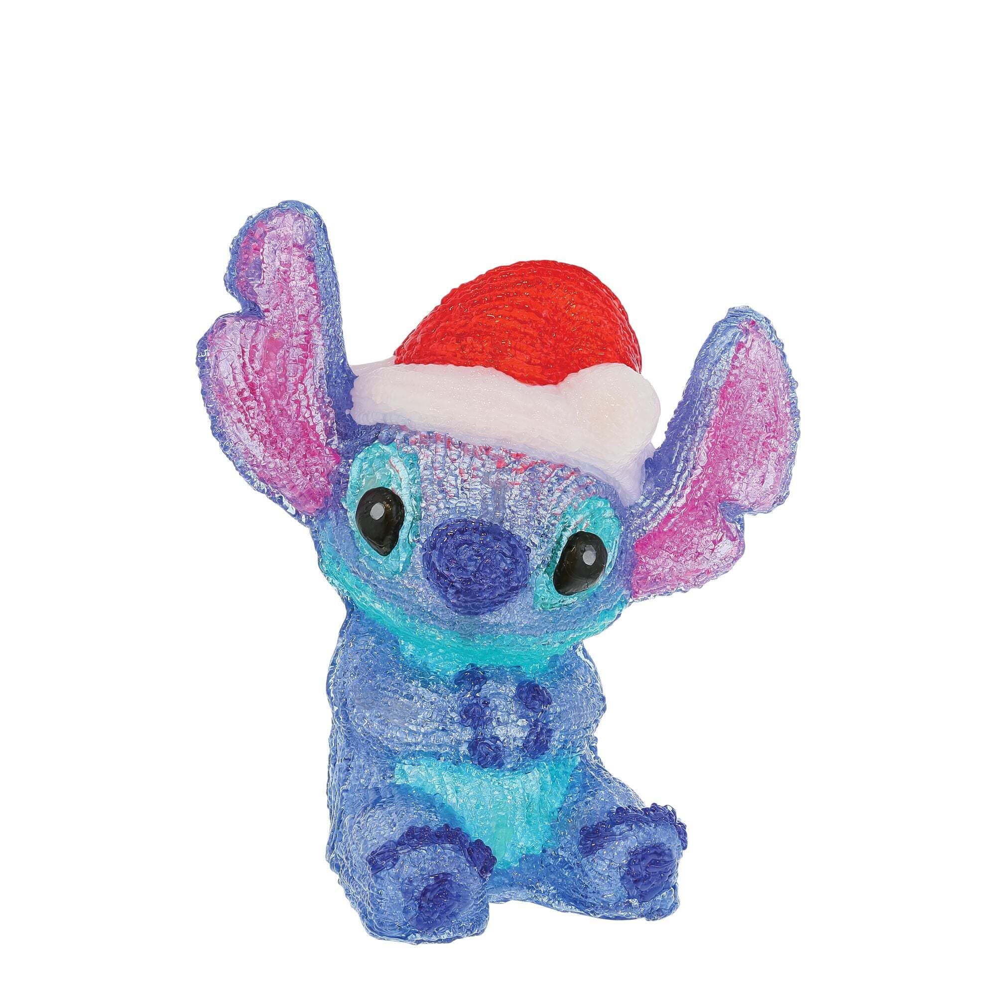 Figurina Stitch Luminosa a Batteria 20cm Blu con Cappello Natalizio Disney D56