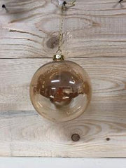 SFERA NATALIZIA IN VETRO TRASPARENTE AMBRATO Ø10CM