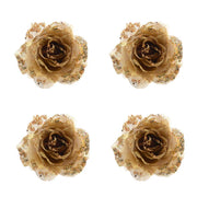 OFFERTA 4 ROSE ORO GLITTERATA 14CM