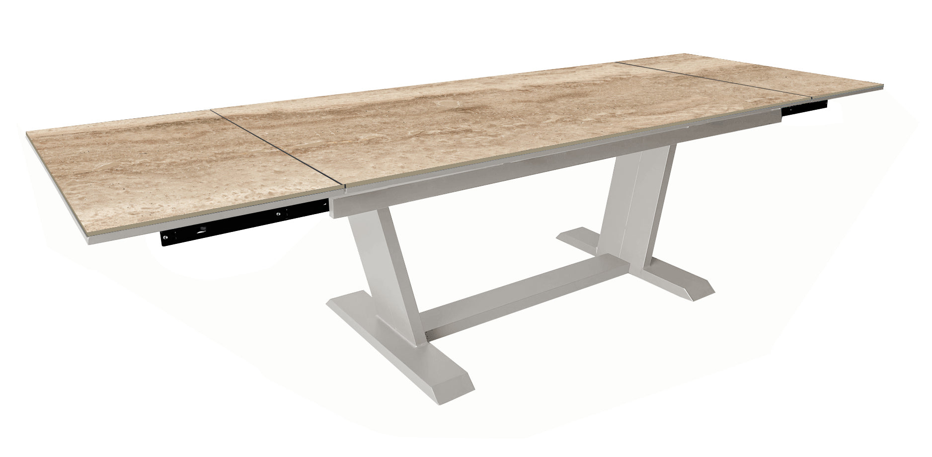 OFFERTA TAVOLO AMBER ALLUNGABILE PIANO IN CERAMICA KEDRA 180/230/280CM AMBER CREMA +4 POLTRONE LEATHER