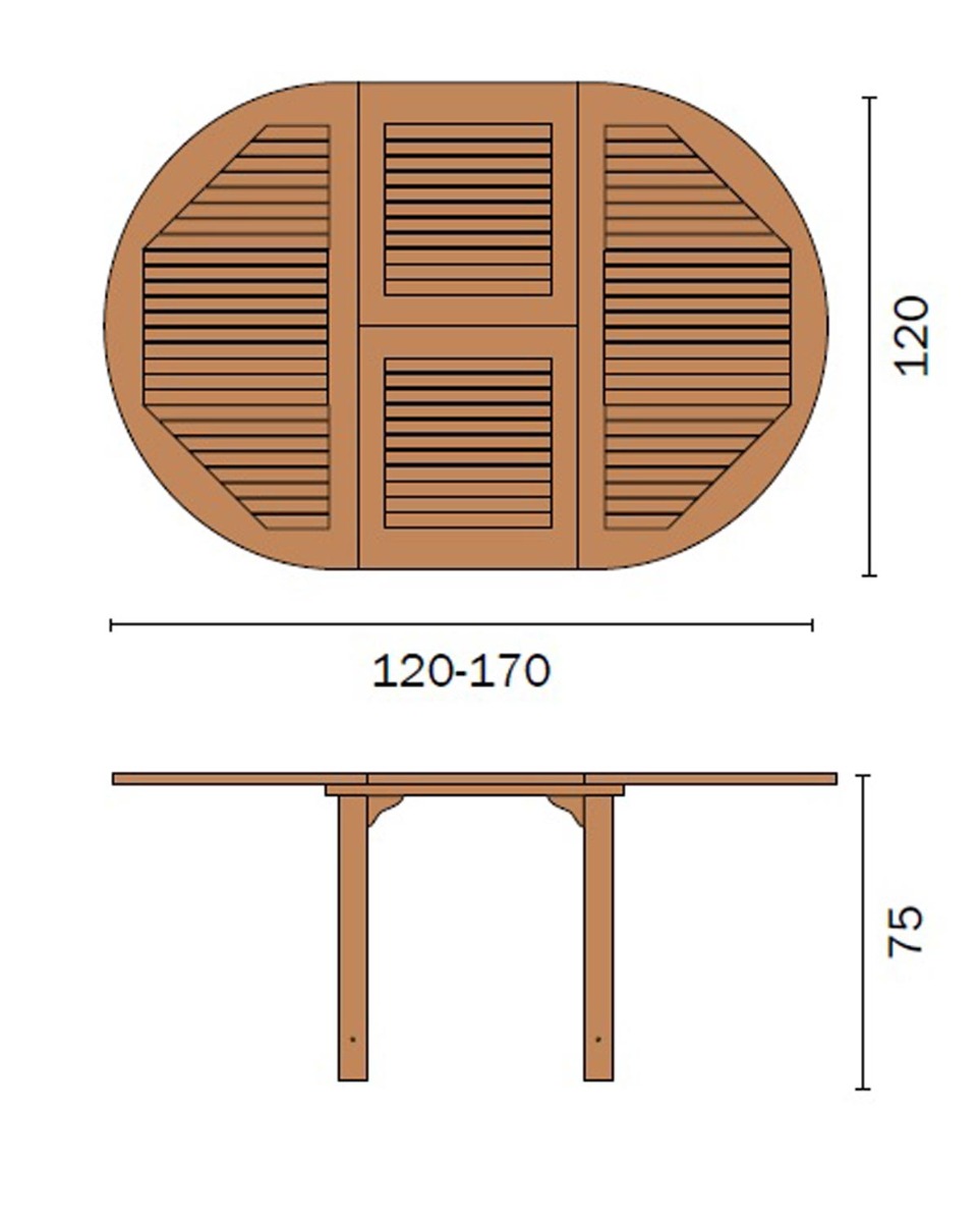 TAVOLO CAPRAIA TONDO IN TEAK ALLUNGABILE 120/170X120CM