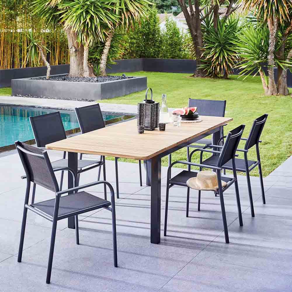 TAVOLO ALLUNGABILE BALITO 160/220X90 CM ALLUMINIO/ACACIA