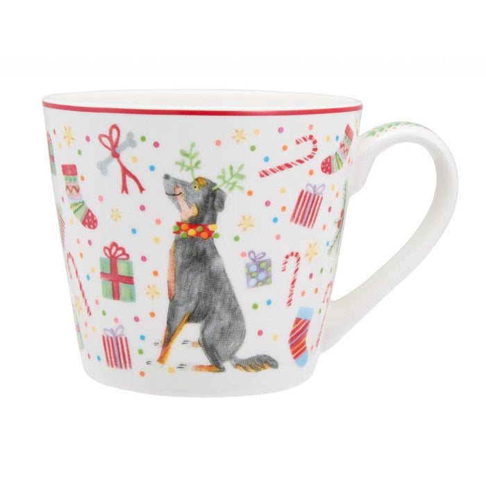 TAZZA JOLLY JOY IN CERAMICA, CANE NATALIZIO, 400ML