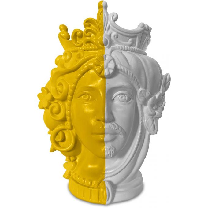 VASO TESTA GIALLO/BIANCO LINEA "TESTE MATTE" SMALL
