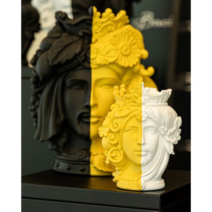 VASO TESTA GIALLO/BIANCO LINEA "TESTE MATTE" SMALL