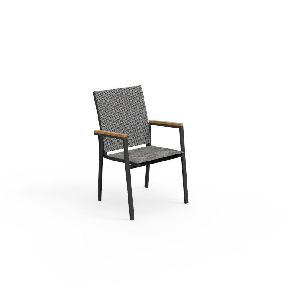 Holzsessel mit Teak-Armlehnen, 60 x 57 x 91 cm