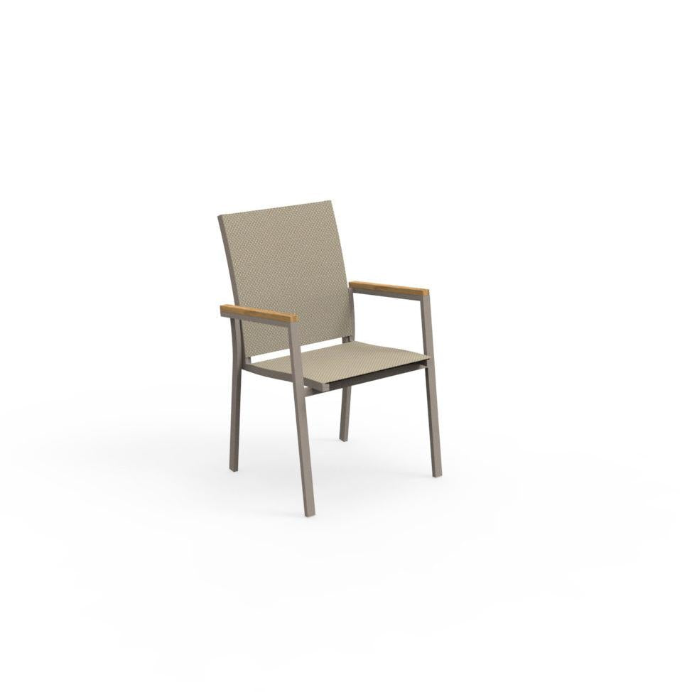 Holzsessel mit Teak-Armlehnen, 60 x 57 x 91 cm