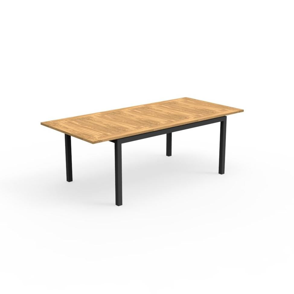 Ausziehbarer Teakholztisch 156/214 x 90 cm, Farbe nach Wahl