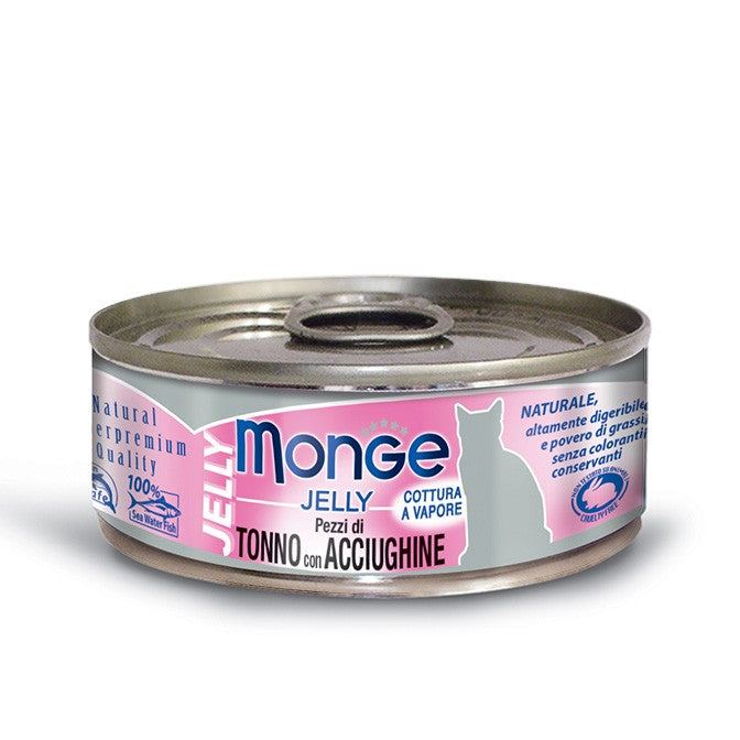 MONGE SCATOLETTA CIBO UMIDO GATTO TONNO CON ACCIUGHINE IN JELLY 80GR