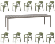 OFFERTA TAVOLO RIO 210/280 CON 10 POLTRONE TRILL TORTORA/AGAVE