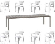 OFFERTA TAVOLO RIO 210/280 CON 8 POLTRONE TRILL TORTORA/BIANCO