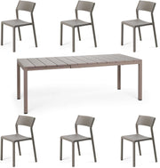 OFFERTA TAVOLO RIO 140/210 CON 6 SEDIE TRILL BISTROT TORTORA