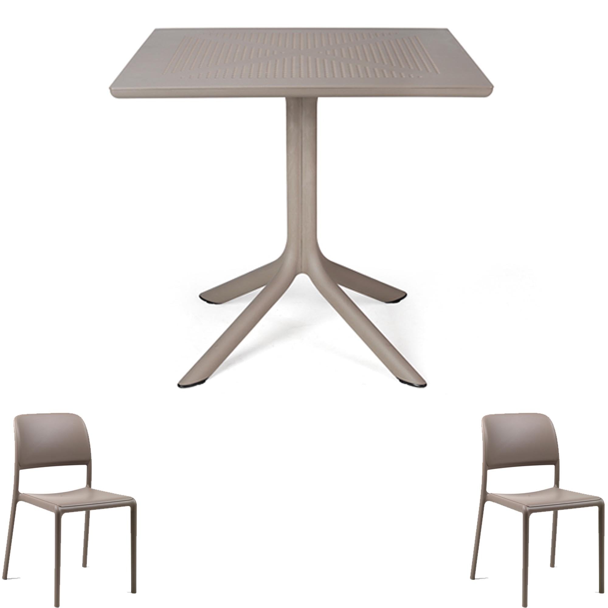 OFFERTA TAVOLO CLIP 80X80 + 2 SEDIE RIVA BISTROT COLORE A SCELTA