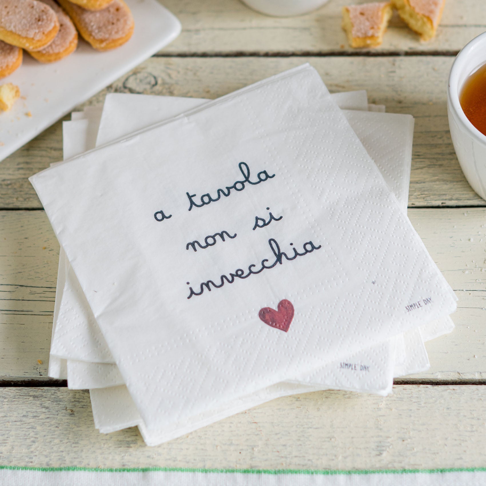 Set 20 tovaglioli in carta A tavola non si invecchia 33x33cm Bianco SIMPLE DAY